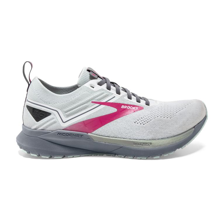 Brooks Ricochet 3 Lightweight Road Running Shoes - Women's - White/Ice Flow/Pink (38690-UFYG)